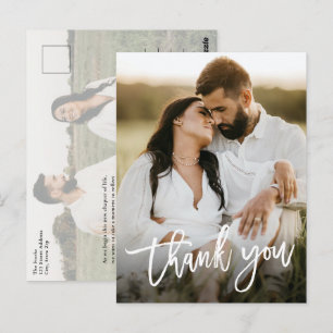 Moderne Schrift 2 Foto Hochzeits-Dankeschön Postkarte