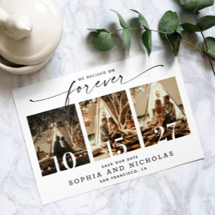 Moderne Schrift 3-Foto-Collage in Schwarzweiß Save The Date