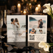 Moderne Schrift 4 Foto QR Code RSVP Hochzeit  Einladung