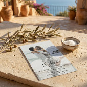 Moderne Schrift 4 Foto QR Code RSVP Hochzeit  Einladung