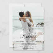 Moderne Schrift 4 Foto QR Code RSVP Hochzeit  Einladung (Vorderseite)