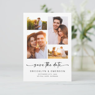 Moderne Schrift 4 Fotos Hochzeit Save The Date
