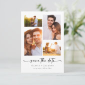 Moderne Schrift | 4 Fotos Hochzeit Save The Date (Stehend Vorderseite)