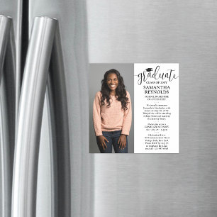 Moderne Schrift Absolvent 1 Foto Quadratisch Absch Magneteinladung
