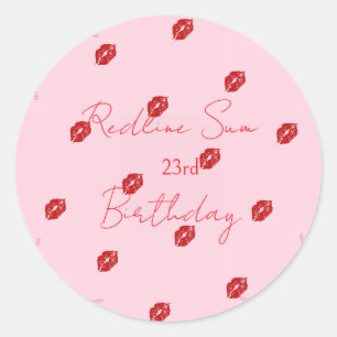 Moderne Schrift Artige Rosa Schleifen Geburtstagsb Runder Aufkleber