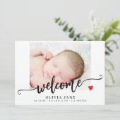 Moderne Schrift begrüßt die Geburt eines neuen Fot Ankündigung (Stehend Vorderseite)