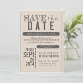 Moderne Schrift Beige & Grau Save the Date (Stehend Vorderseite)