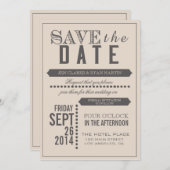 Moderne Schrift Beige & Grau Save the Date (Vorne/Hinten)