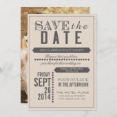 Moderne Schrift Beige & Grau Save the Date (Vorne/Hinten)