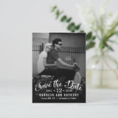 Moderne Schrift | Benutzerdefiniertes Foto Save th Ankündigungspostkarte (Stehend Vorderseite)