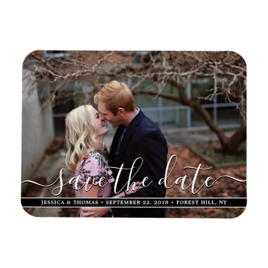 Moderne Schrift | Benutzerdefiniertes Foto Save th Magnet (Horizontal)