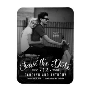 Moderne Schrift Benutzerdefiniertes Foto Save th Magnet