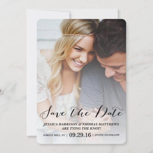 Moderne Schrift | Benutzerdefiniertes Foto Save th Save The Date (Vorderseite)