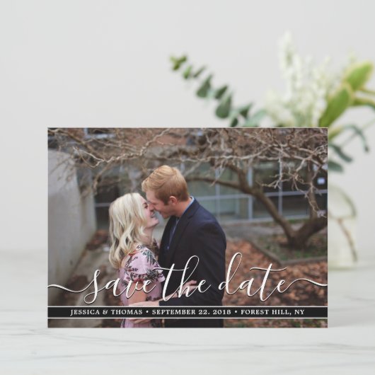 Moderne Schrift | Benutzerdefiniertes Foto Speiche Save The Date (Stehend Vorderseite)