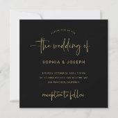 Moderne Schrift | Black and Imitate Gold Wedding Einladung (Vorderseite)