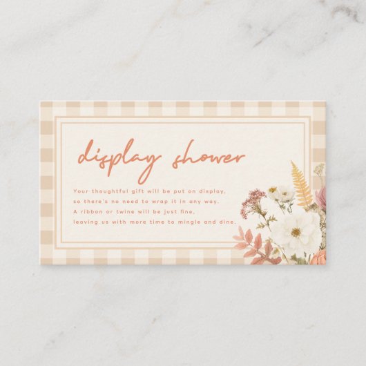 Moderne Schrift Blumen Gingham Herbst Display Dusc Begleitkarte (Vorderseite)