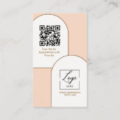 Moderne Schrift Bögen rosa Foto QR-Code-Logo Visitenkarte (Rückseite)
