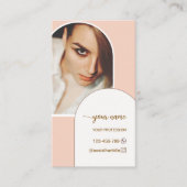 Moderne Schrift Bögen rosa Foto QR-Code-Logo Visitenkarte (Vorderseite)