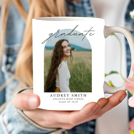 Moderne Schrift Boho-Bogen-Foto-Abschlussgeschenke Kaffeetasse