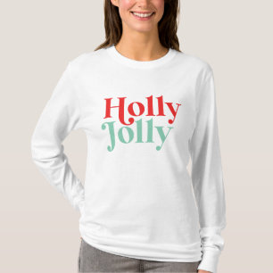 Moderne Schrift Boho Holly Jolly Weihnachten T-Shirt