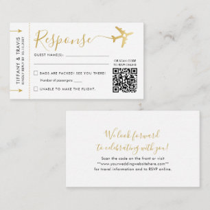 Moderne Schrift Bordkarte Ticket Mini QR RSVP Begleitkarte