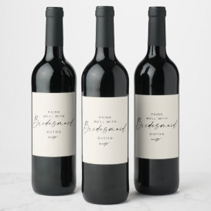 Moderne Schrift Brautjungfer Vorschlag Wein Etiket Weinetikett
