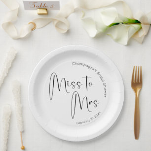 Moderne Schrift Bridal Shower Miss zu Mrs Pappteller