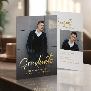 Moderne Schrift Casual Foto-Abschluss Folieneinladung