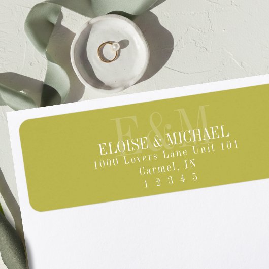 Moderne Schrift Chartreuse Citrus Monogramm Hochze