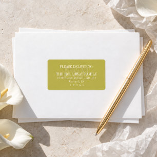 Moderne Schrift Chartreuse Citrus Monogramm Hochze Adressaufkleber