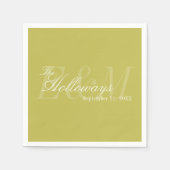 Moderne Schrift Chartreuse Monogramm Hochzeit Serviette (Vorderseite)