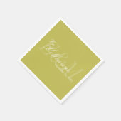 Moderne Schrift Chartreuse Monogramm Hochzeit Serviette (Ecke)