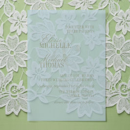 Moderne Schrift Citrus Blau Formale Hochzeit Pergament Einladungen
