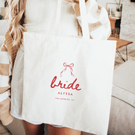 Moderne Schrift Coquette Bogen Brautname Hochzeit Tragetasche