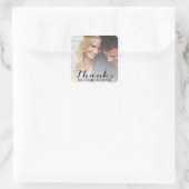 Moderne Schrift | Custom Foto Wedding Vielen Dank Quadratischer Aufkleber (Tasche)