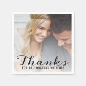 Moderne Schrift | Custom Foto Wedding Vielen Dank Serviette (Vorderseite)