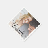 Moderne Schrift | Custom Foto Wedding Vielen Dank Serviette (Ecke)