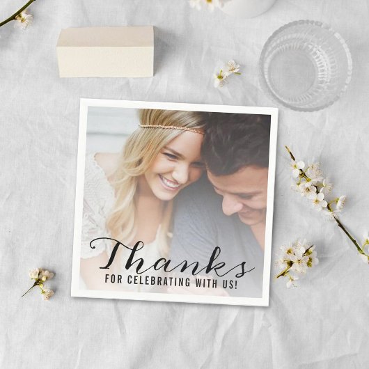 Moderne Schrift | Custom Foto Wedding Vielen Dank Serviette