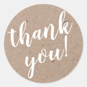 Moderne Schrift Danke einfaches Handwerk rustikal Runder Aufkleber (Vorderseite)