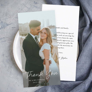 Moderne Schrift Einfache Foto-Hochzeit Hoch Dankeskarte