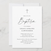 Moderne Schrift Einfache Schwarz-Weiß-Taufe Einladung (Vorderseite)