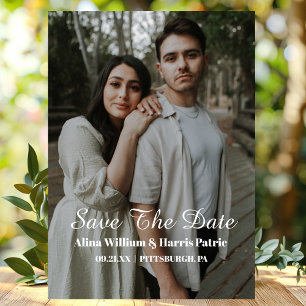 Moderne Schrift Einfaches Foto Save The Date Magneteinladung