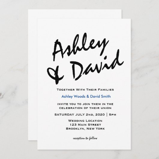 Moderne Schrift Einladung (Vorne/Hinten)