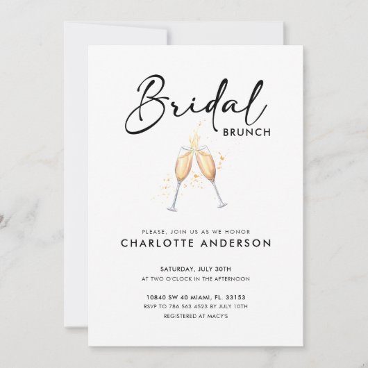 Moderne Schrift | Einladung von Bridal Brunch (Vorderseite)