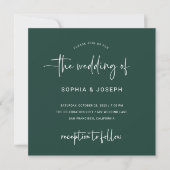 Moderne Schrift | Emerald Green Wedding Einladung (Vorderseite)