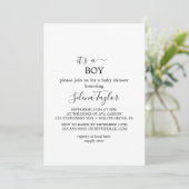 Moderne Schrift | Es ist eine Boy Baby Shower Einl Einladung (Stehend Vorderseite)