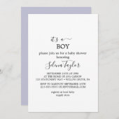 Moderne Schrift | Es ist eine Boy Baby Shower Einl Einladung (Vorne/Hinten)