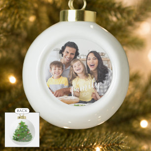Moderne Schrift FAMILIE 2 Fotos Benutzerdefinierte Keramik Kugel-Ornament