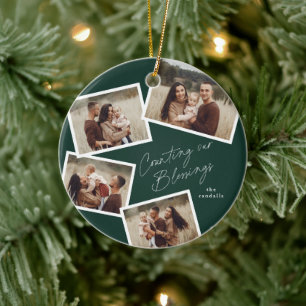 Moderne Schrift Foto Collage Religiöses Weihnachte Keramik Ornament
