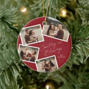 Moderne Schrift Foto Collage Religiöses Weihnachte Keramik Ornament